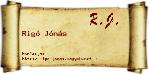 Rigó Jónás névjegykártya